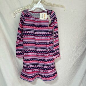 Gymboree long sleeve pink purple nightgown ruffle hemline nwt 5 or 7 size